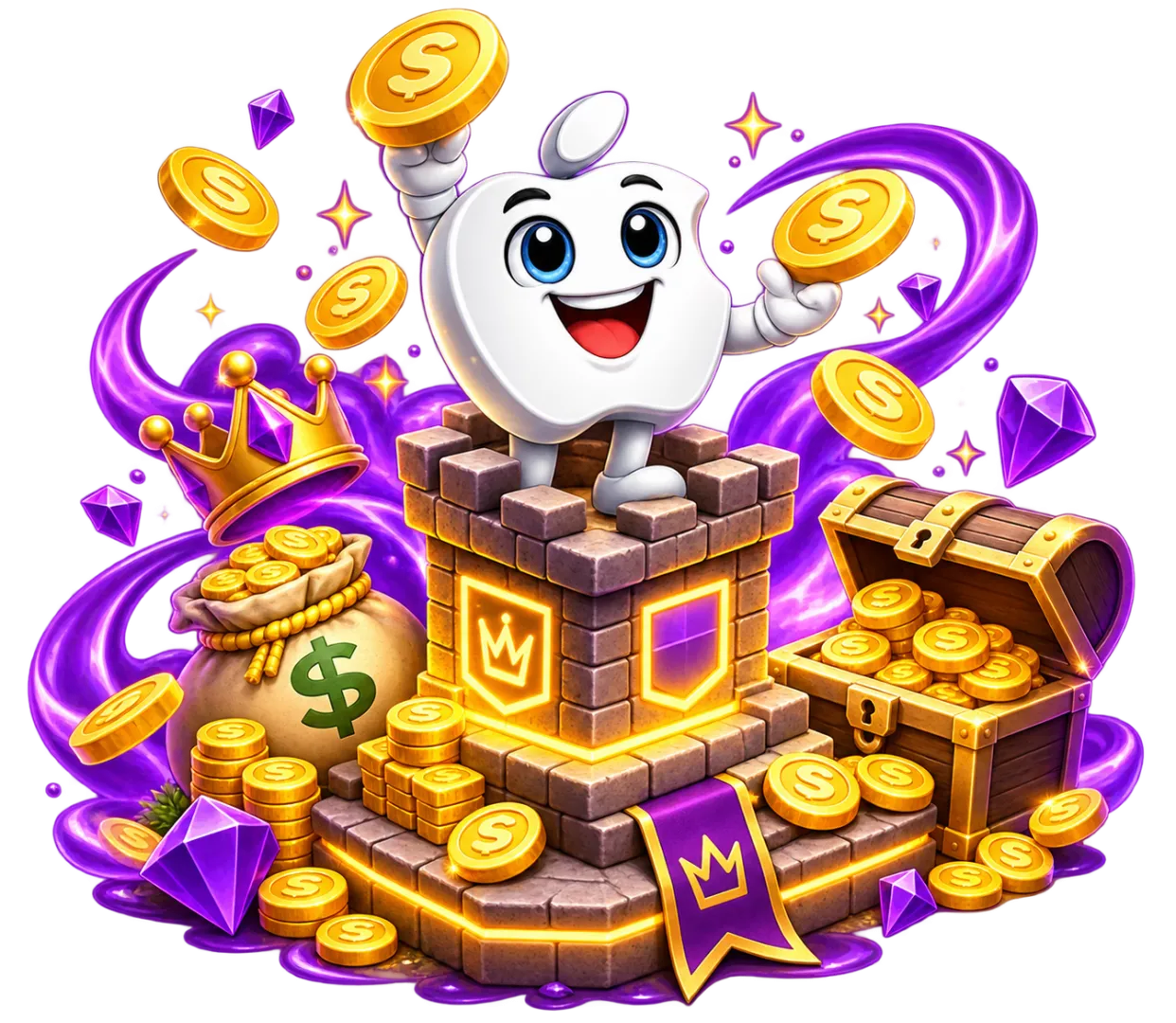 Mascotte de casino avec pièces